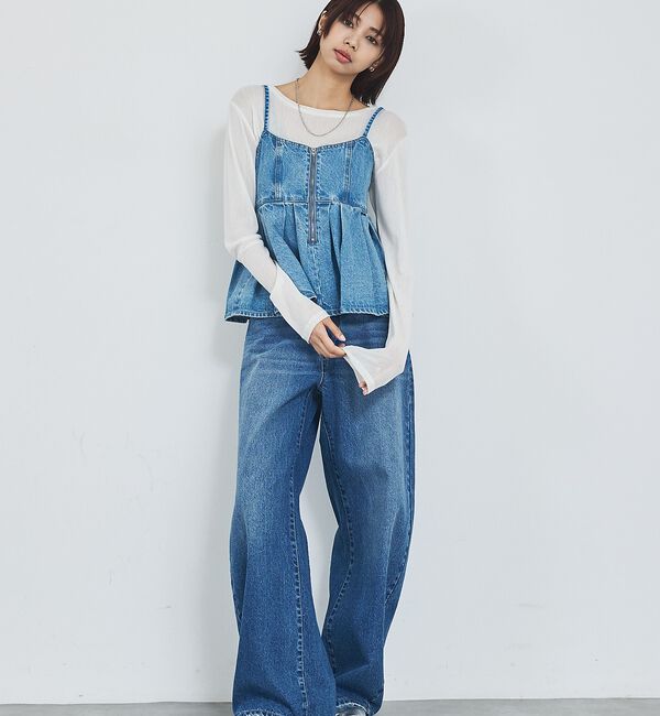 abahouse mavie「ウォッシュドデニムキャミ/レイヤード/バックリボン/春服/夏服」|キャミソール|