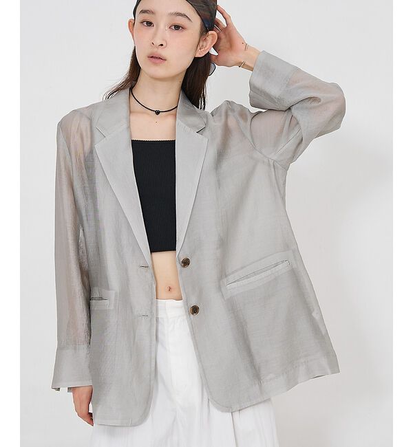NOMINE「バックスリット シルキー シアー ジャケット」|その他|グレージュ