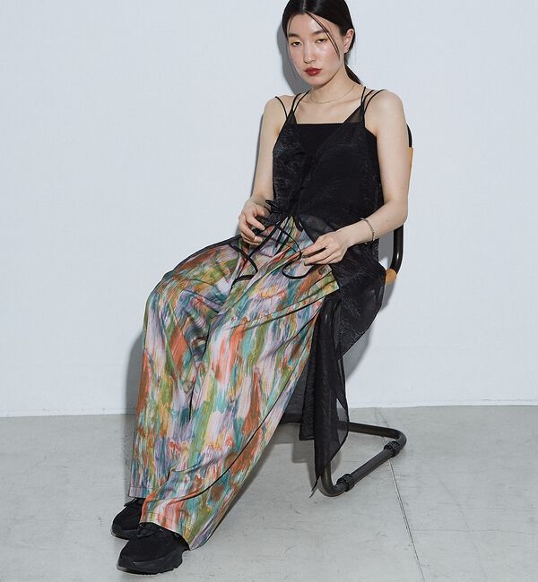 NOMINE「水彩アート ニュアンス柄 タックパンツ【予約】」|その他|