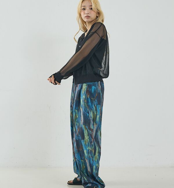 NOMINE「水彩アート ニュアンス柄 タックパンツ【予約】」|その他|