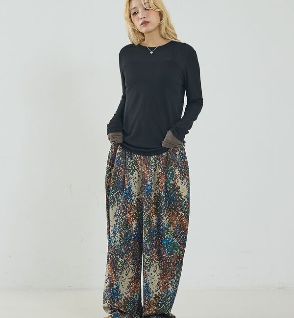 NOMINE「水彩アート ニュアンス柄 タックパンツ【予約】」|その他|