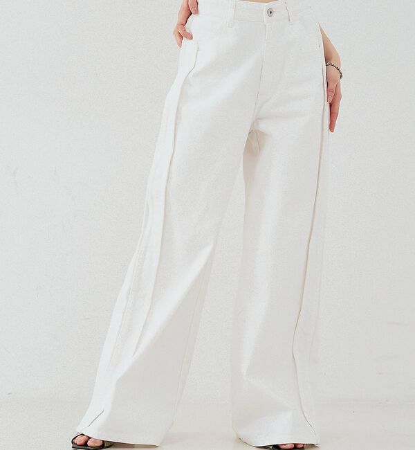 NOMINE「サイドライン ワイド デニムパンツ」|デニム|