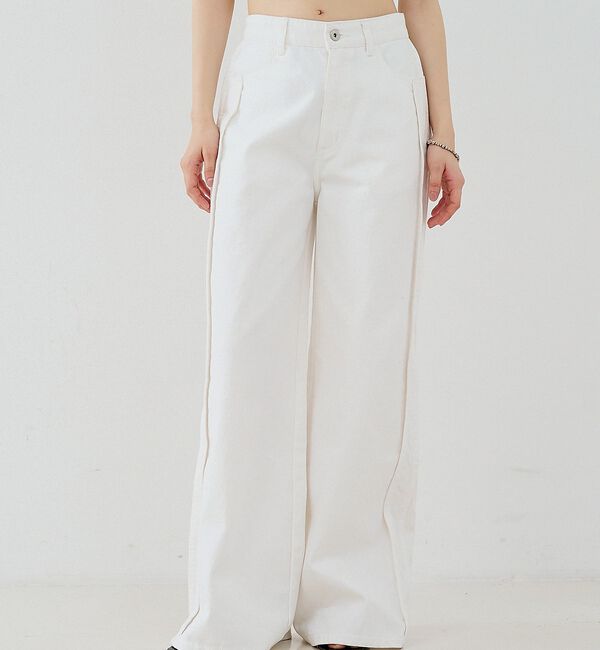 NOMINE「サイドライン ワイド デニムパンツ」|デニム|