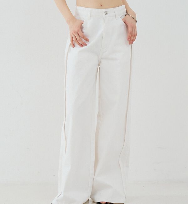 NOMINE「サイドライン ワイド デニムパンツ」|デニム|