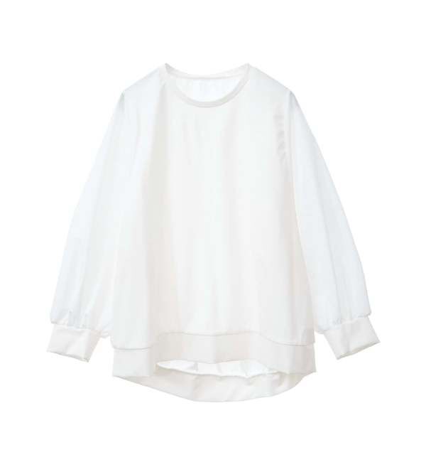 TIARA「ドルマンタフタコンビトップス（セットアップ可）」|Tシャツ・カットソー|ホワイト
