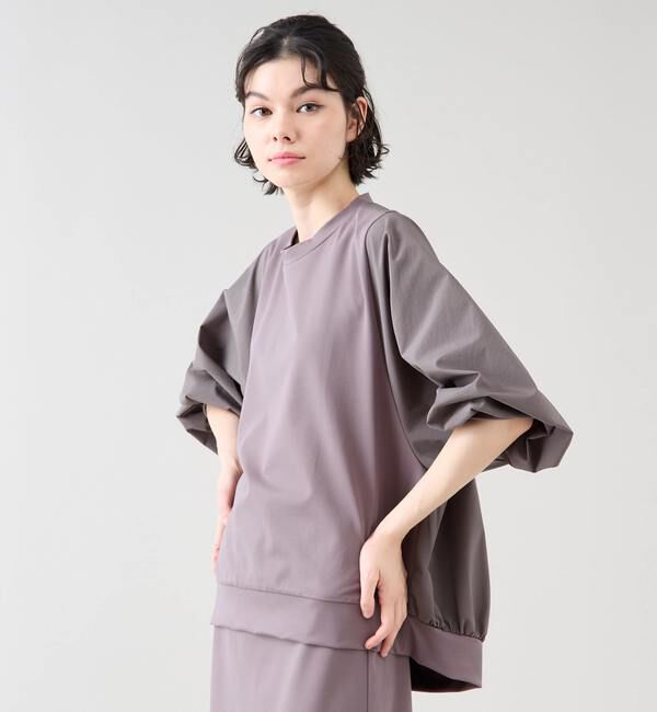 TIARA「ドルマンタフタコンビトップス（セットアップ可）」|Tシャツ・カットソー|モカ