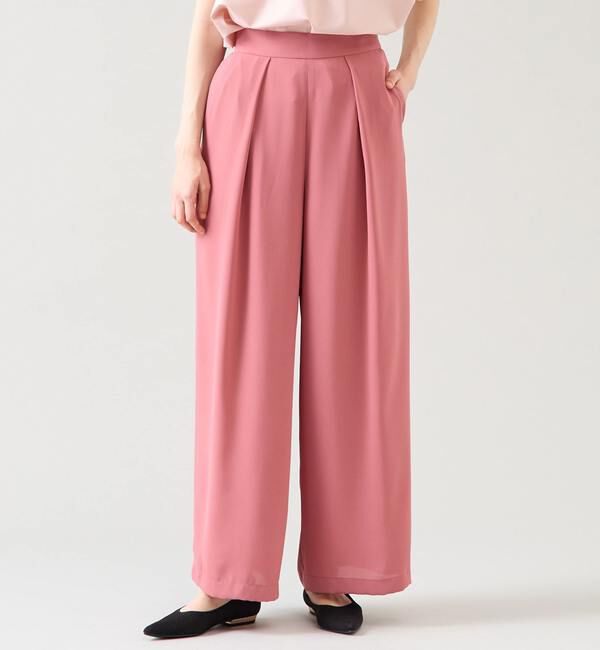 TIARA「センタープレスタックワイドパンツ（セットアップ可）」|その他|ピンク