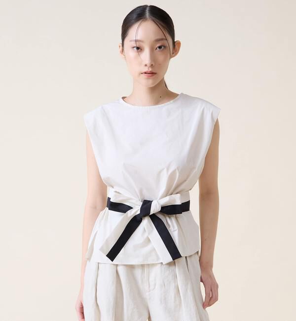 TIARA「リボンベルトブラウス」|シャツ・ブラウス|アイボリー