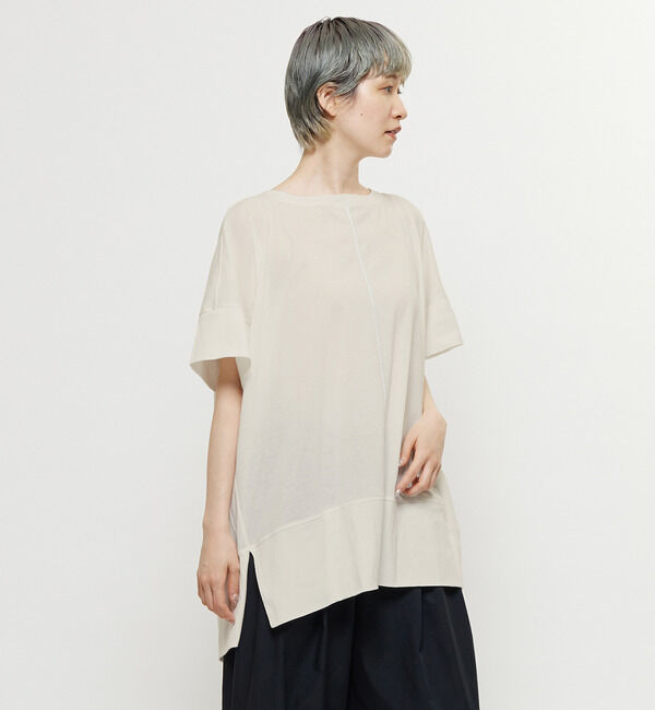 Soffitto「【nota della mano sinistra（ノータ デラ マノ シニストラ）】センター切替スリットBIGトップス」|Tシャツ・カットソー|アイボリー