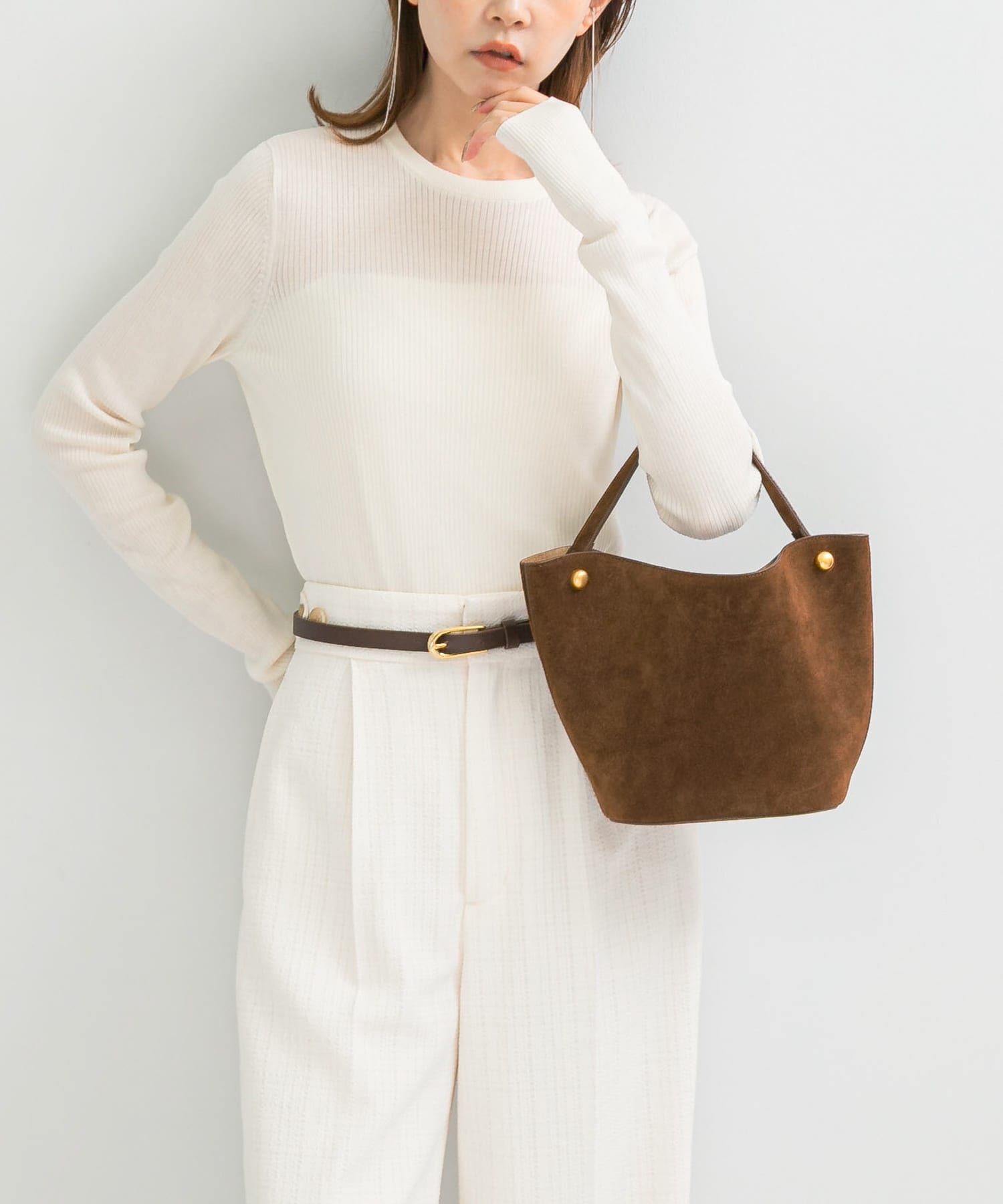 URBAN RESEARCH ROSSO「シルク混リブデザインニット」|ニット・セーター|ホワイト