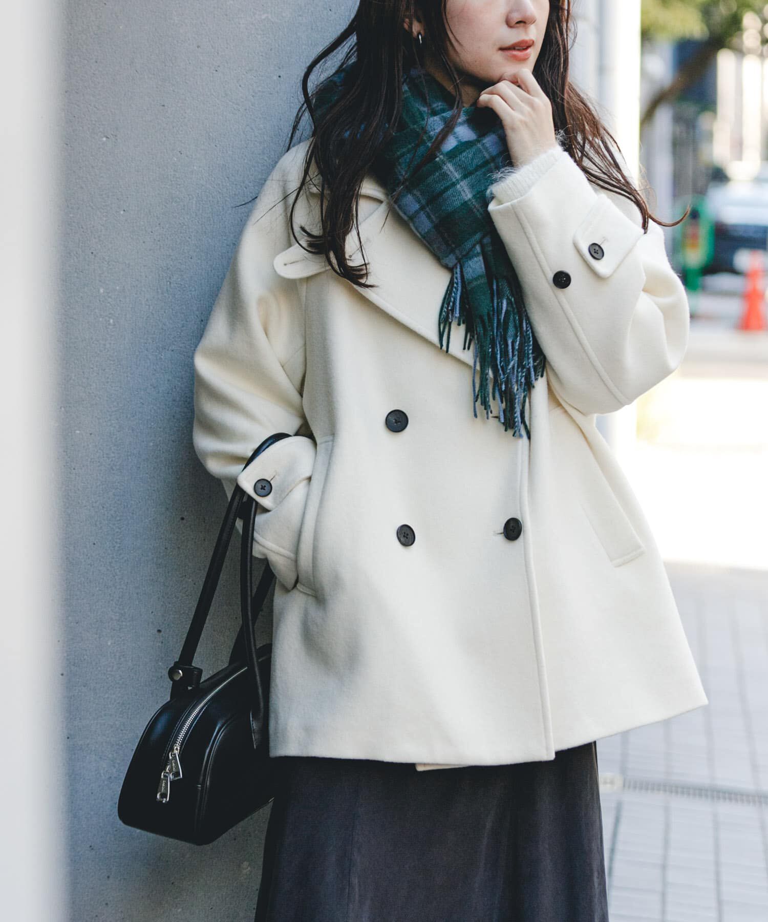 URBAN RESEARCH「スーパー100メルトンPコート」|ピーコート|オフホワイト