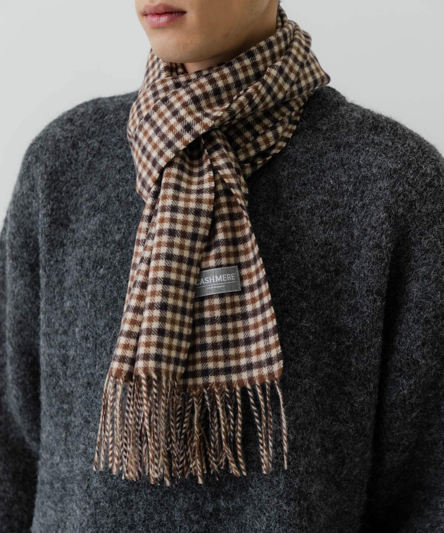 URBAN RESEARCH「チェックカシミヤマフラー」|マフラー|ブラウン系その他