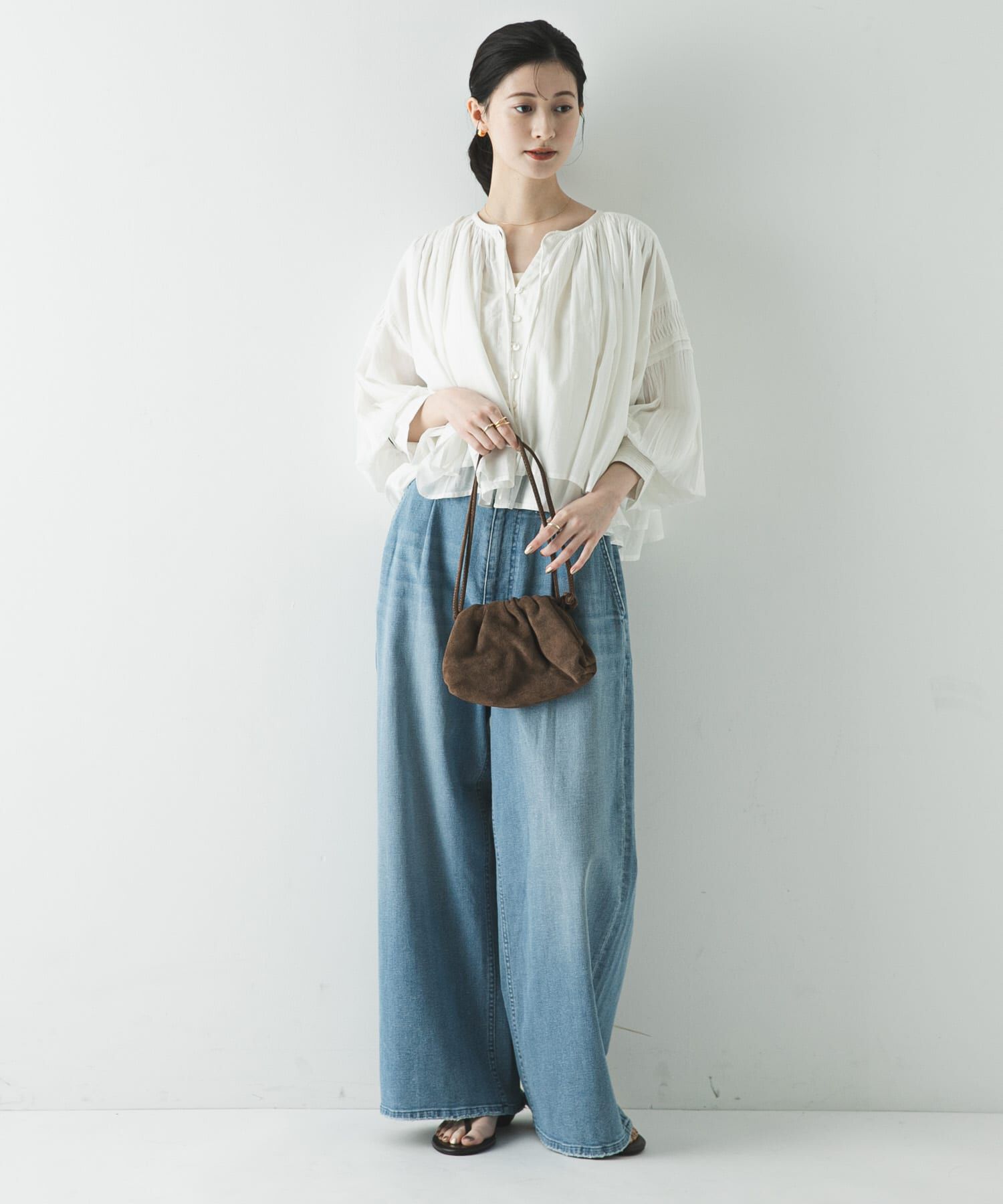 URBAN RESEARCH「コットンボイルギャザーショートブラウス」|シャツ・ブラウス|