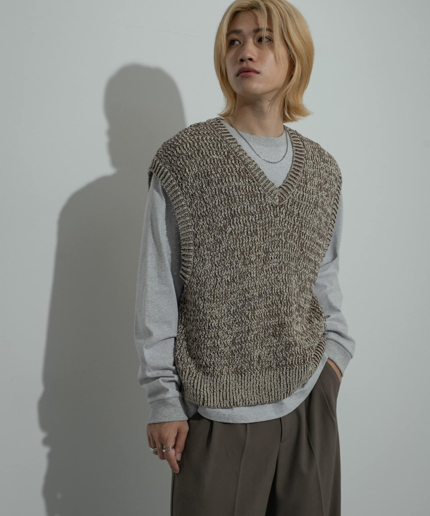 SENSE OF PLACE by URBAN RESEARCH「ミックスヤーンニットベスト」|ニット・セーター|