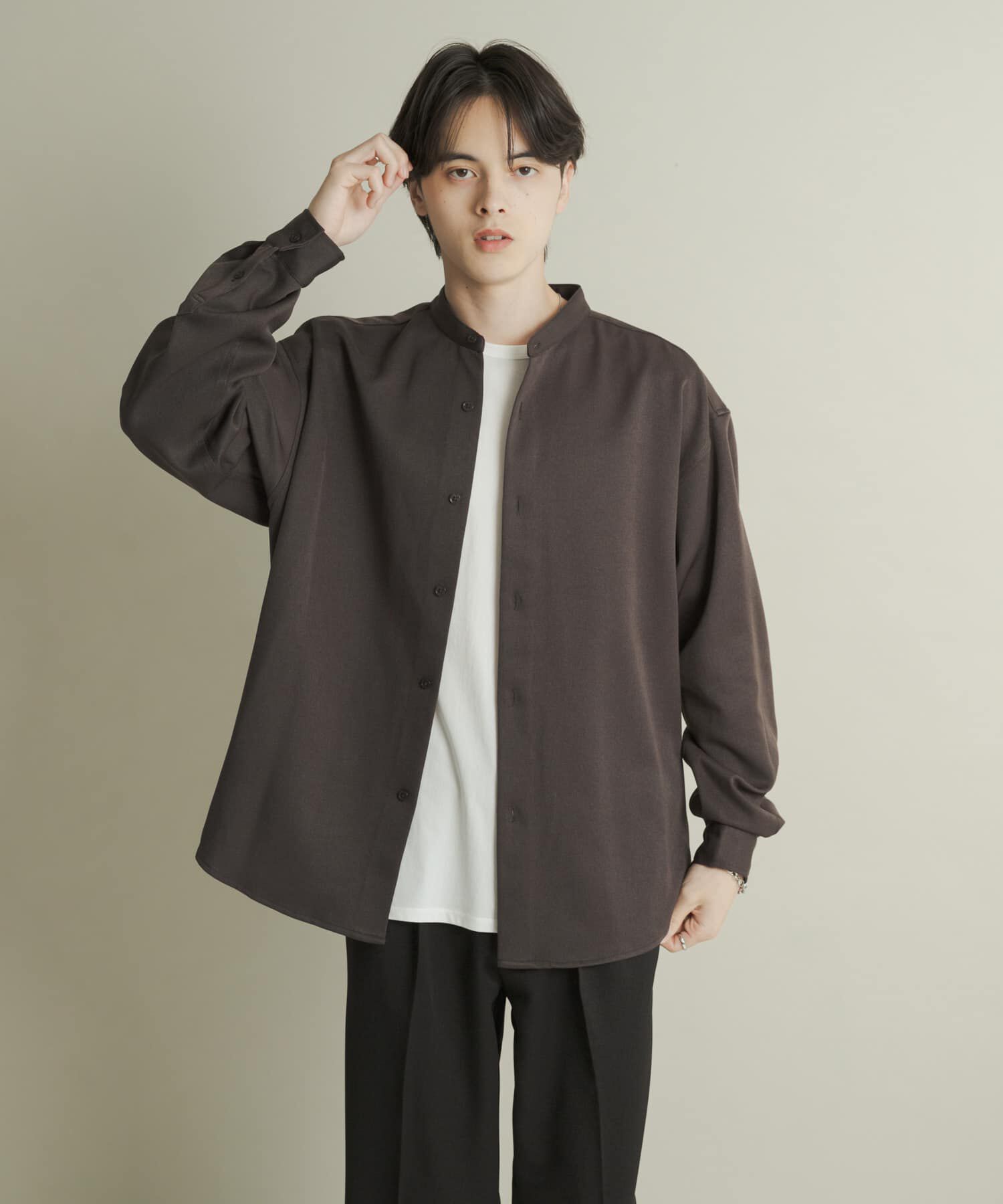 SENSE OF PLACE by URBAN RESEARCH「ウールライクバンドカラールーズシャツ」|シャツ・ブラウス|