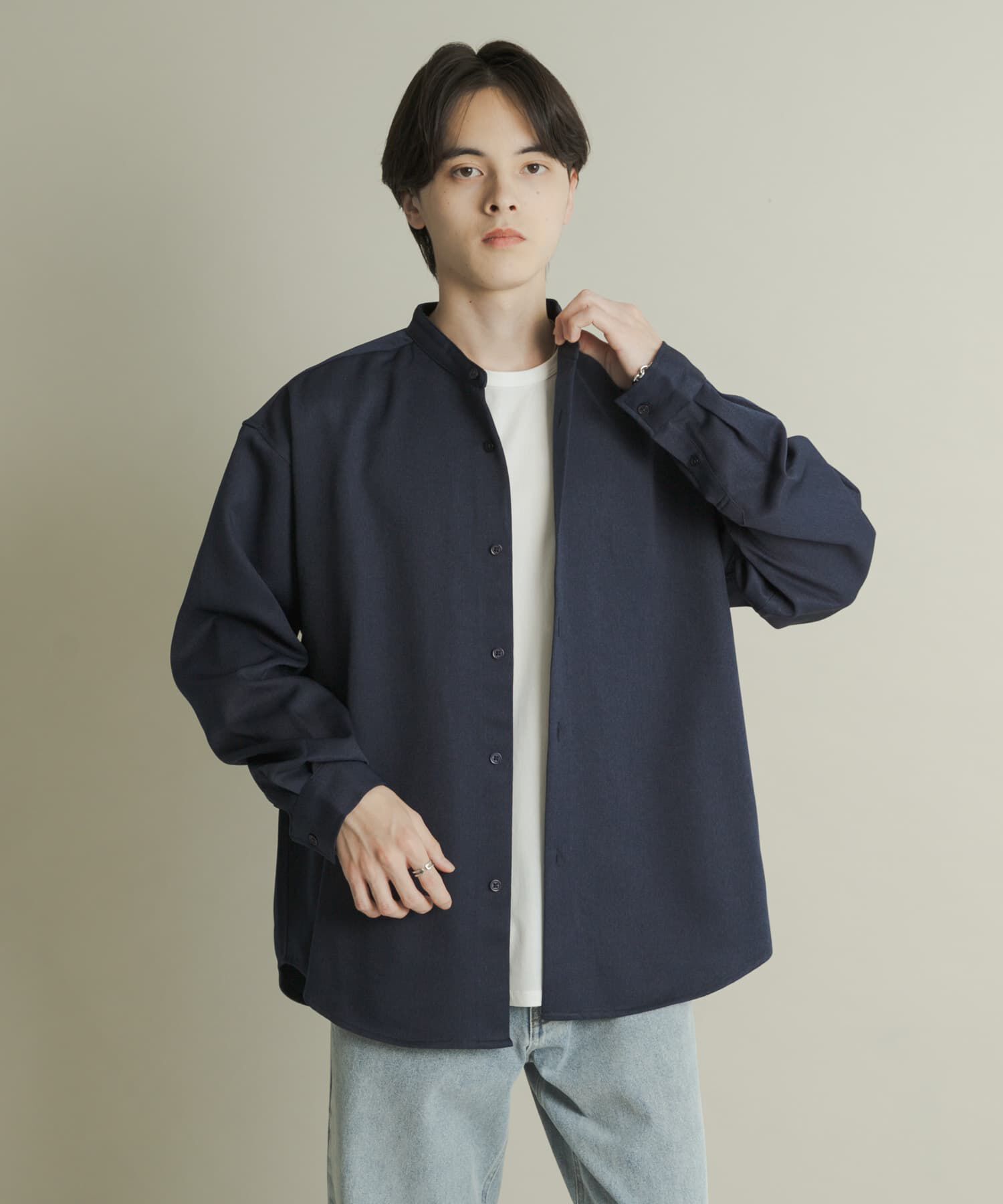 SENSE OF PLACE by URBAN RESEARCH「ウールライクバンドカラールーズシャツ」|シャツ・ブラウス|