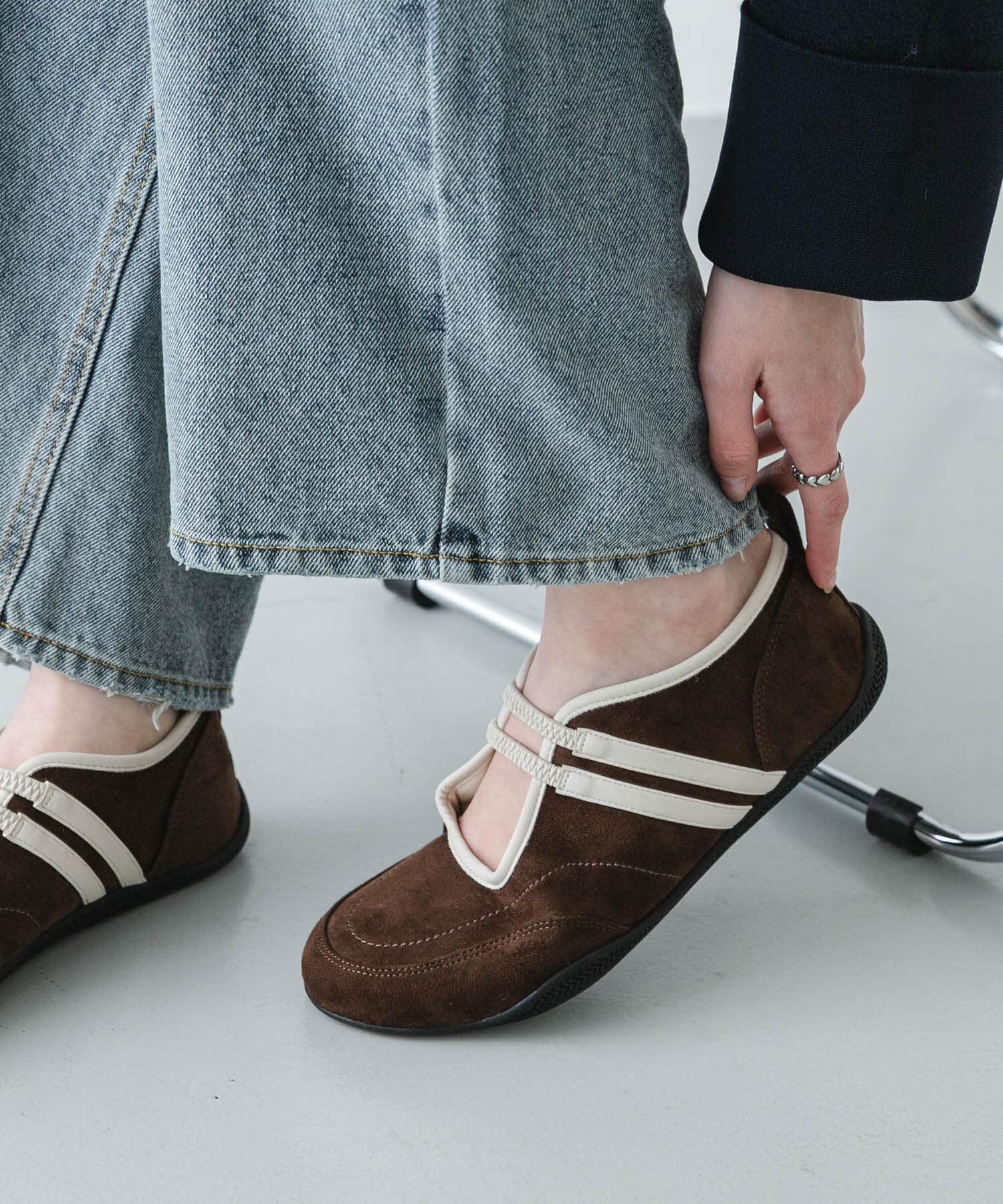 SENSE OF PLACE by URBAN RESEARCH「『軽量』フラットソールバレエスニーカー」|バレエシューズ|ブラウン