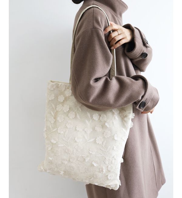 le.coeur blanc「チュールフラワーシンプルトート」|トートバッグ|