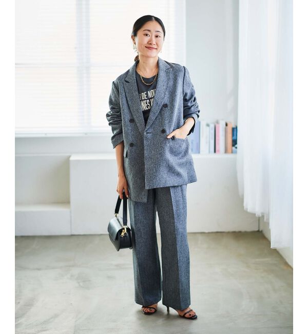 le.coeur blanc「ヘリンボーンタックワイドパンツ」|その他|