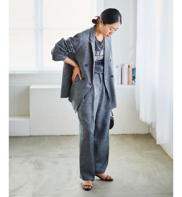 le.coeur blanc「ヘリンボーンタックワイドパンツ」|その他|