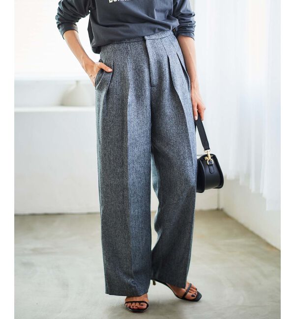 le.coeur blanc「ヘリンボーンタックワイドパンツ」|その他|