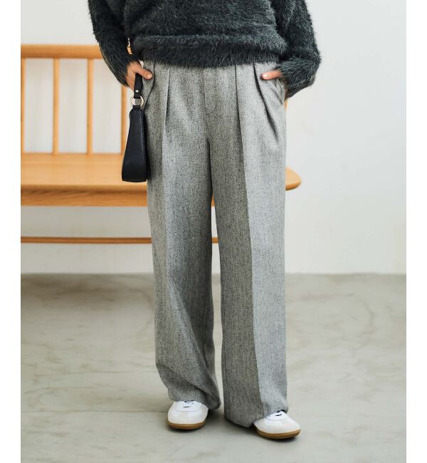 le.coeur blanc「ヘリンボーンタックワイドパンツ」|その他|L/ｸﾞﾚｰ柄