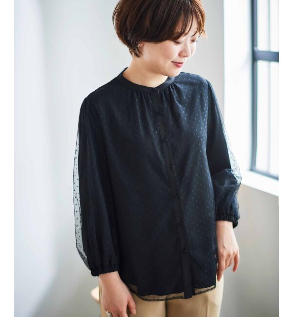 le.coeur blanc「ドットチュールレイヤードブラウス」|シャツ・ブラウス|ブラック