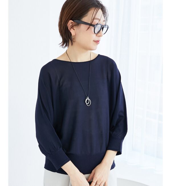  「《手洗い可能》ハイゲージドルマンプルオーバー」|ニット・セーター|ネイビー