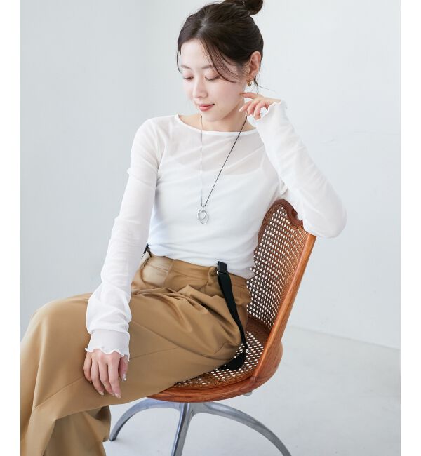 le.coeur blanc「薄手で着心地抜群！新色登場★シアークルーネックプルオーバー」|Tシャツ・カットソー|