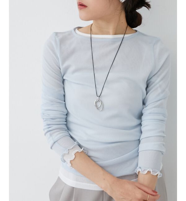 le.coeur blanc「薄手で着心地抜群！新色登場★シアークルーネックプルオーバー」|Tシャツ・カットソー|サックス