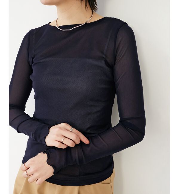 le.coeur blanc「薄手で着心地抜群！新色登場★シアークルーネックプルオーバー」|Tシャツ・カットソー|ネイビー