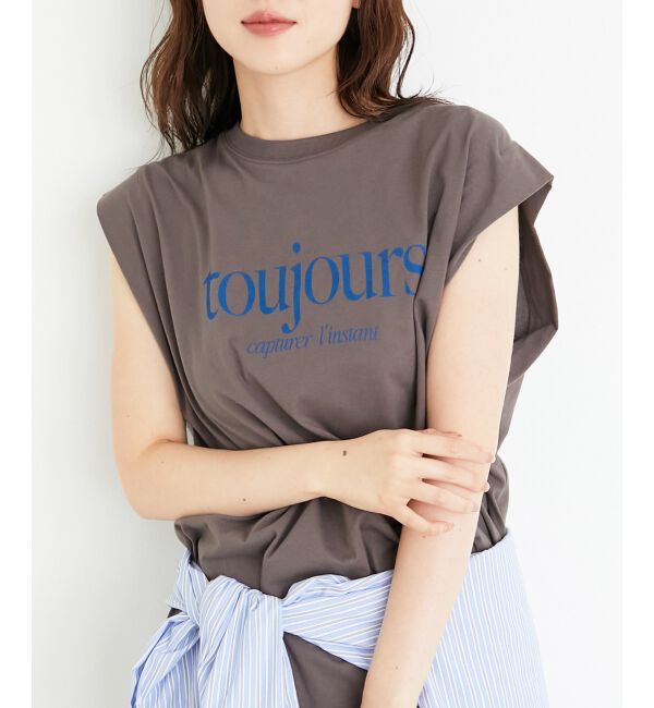  「toujoursロゴプリントフレンチTシャツ」|Tシャツ・カットソー|