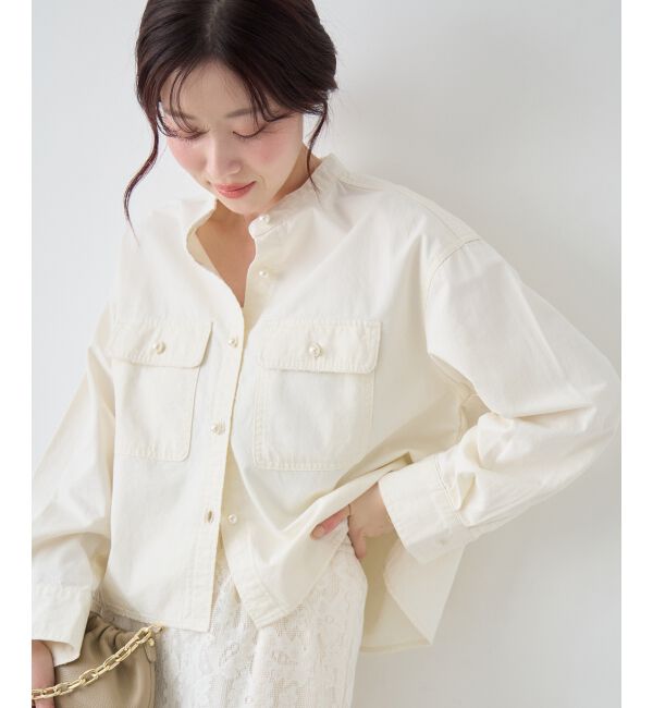  「スタンドネックパールボタンシャツ」|シャツ・ブラウス|オフ