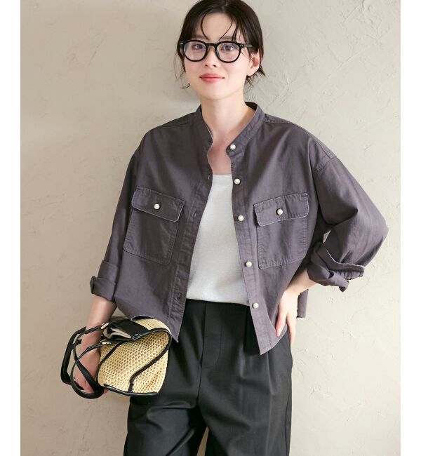  「スタンドネックパールボタンシャツ」|シャツ・ブラウス|