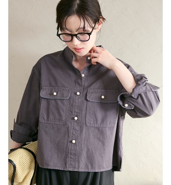  「スタンドネックパールボタンシャツ」|シャツ・ブラウス|