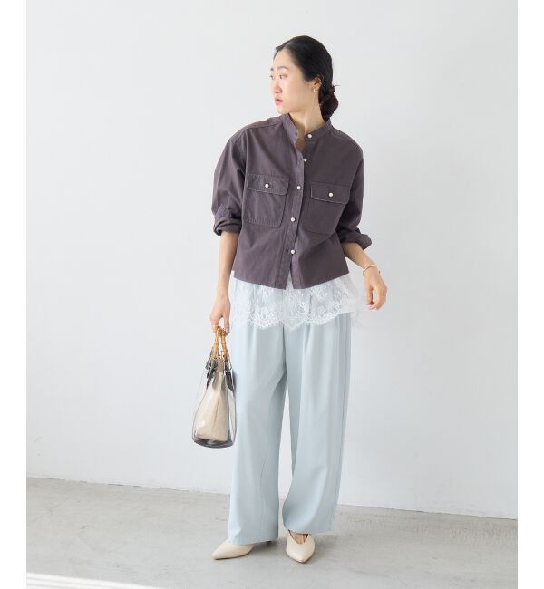  「スタンドネックパールボタンシャツ」|シャツ・ブラウス|