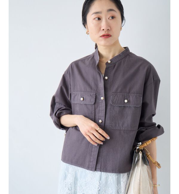  「スタンドネックパールボタンシャツ」|シャツ・ブラウス|