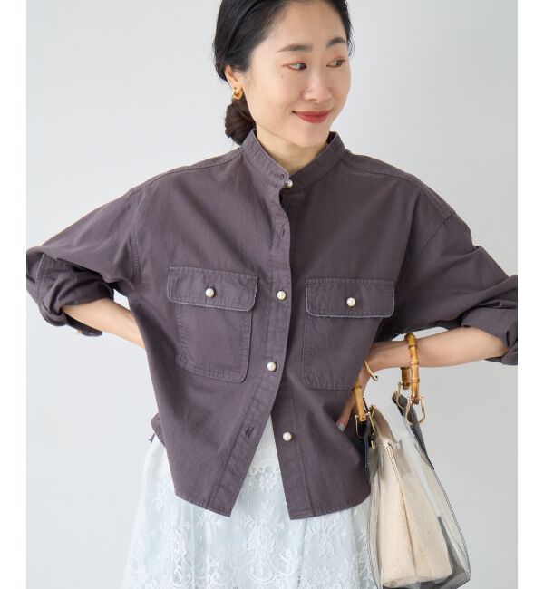  「スタンドネックパールボタンシャツ」|シャツ・ブラウス|D／グレー