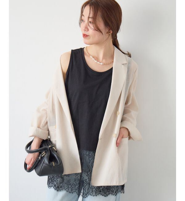  「≪手洗い可能≫リネンライクテーラードジャケット」|その他|