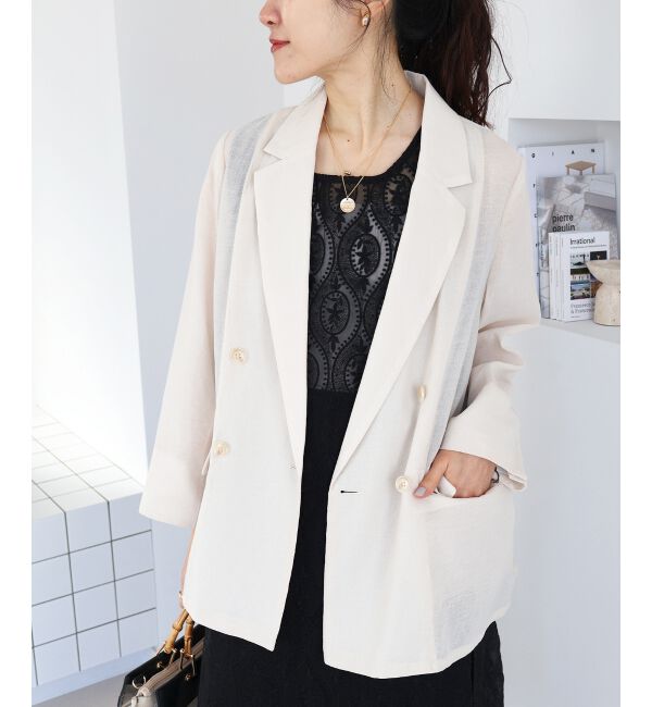  「≪手洗い可能≫リネンライクテーラードジャケット」|その他|