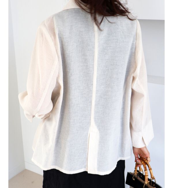  「≪手洗い可能≫リネンライクテーラードジャケット」|その他|