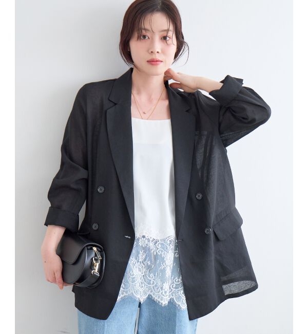  「≪手洗い可能≫リネンライクテーラードジャケット」|その他|