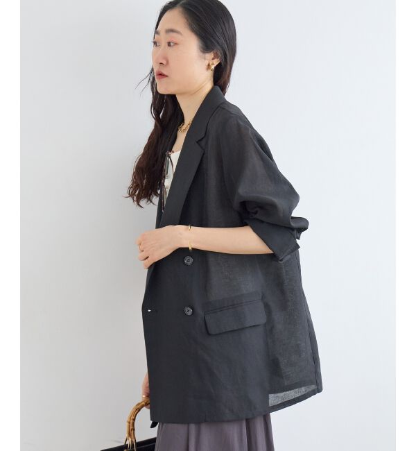  「≪手洗い可能≫リネンライクテーラードジャケット」|その他|