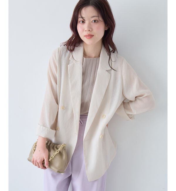  「≪手洗い可能≫リネンライクテーラードジャケット」|その他|