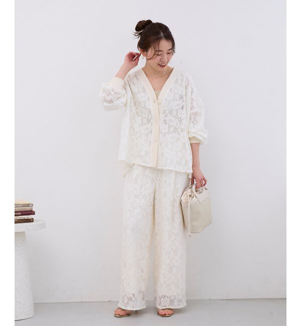  「フラワーメッシュレースワイドパンツ」|その他|