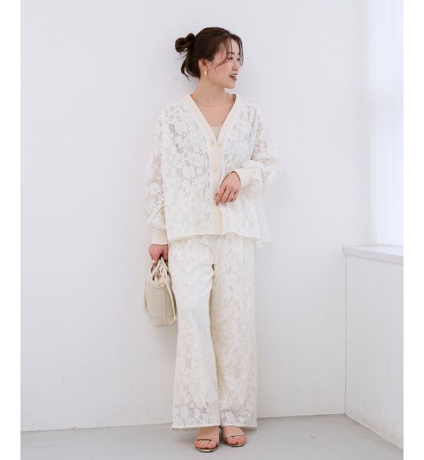  「フラワーメッシュレースワイドパンツ」|その他|