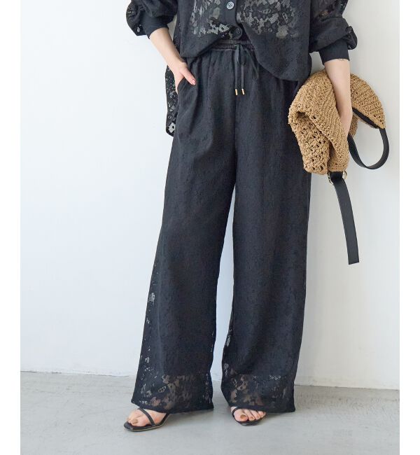  「フラワーメッシュレースワイドパンツ」|その他|