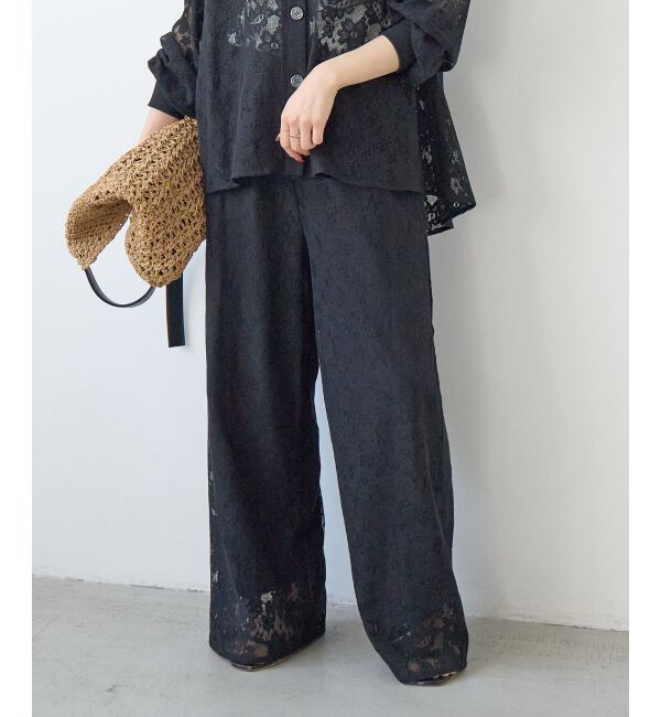  「フラワーメッシュレースワイドパンツ」|その他|