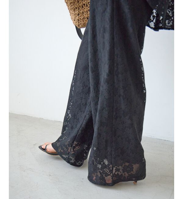  「フラワーメッシュレースワイドパンツ」|その他|