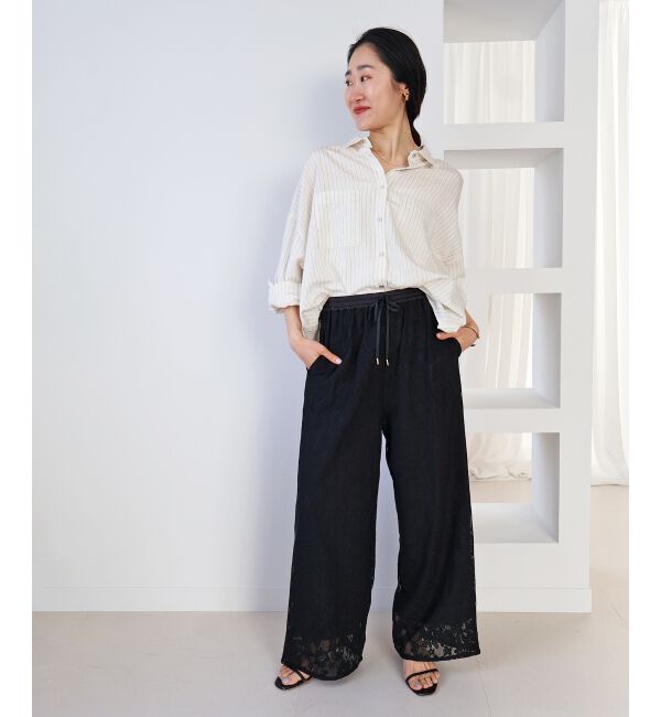  「フラワーメッシュレースワイドパンツ」|その他|